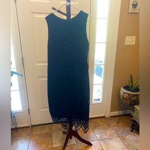 Sharagano NAVY BLUE LACE DRESS SIZE 14